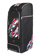 Black sports bag with geometric pattern on a white background